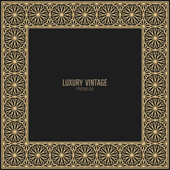 Obraz premium Vector golden frame. Square vintage card for design. Premium background in luxury style.