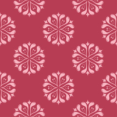 Floral seamless pattern on red background