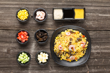 tasty japanese food on table