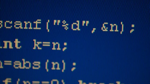Source code on the monitor screen.