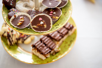 Fresh christmas cookies from the oven on the plate.