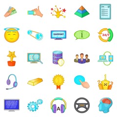 Achievement icons set, cartoon style