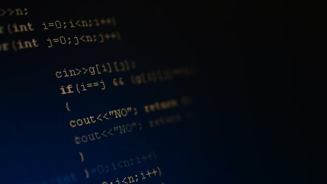 Source code on the monitor screen.