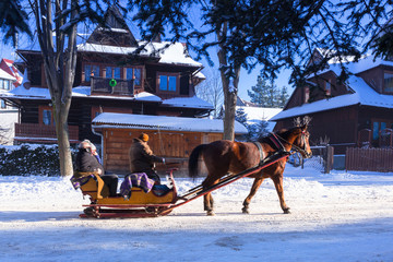 Horse cart ride in snowy Zakopane, Poland © Patryk Kosmider