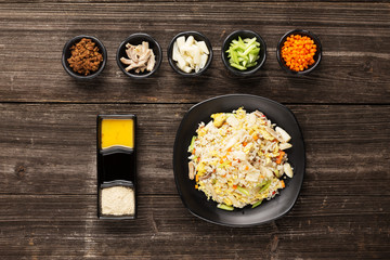 tasty japanese food on table