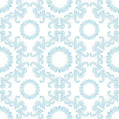 Floral ornaments. Blue seamless pattern