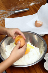 Child cooking pancake