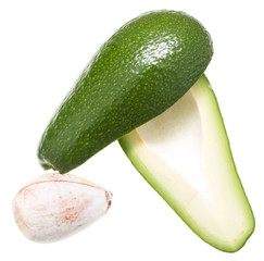 fresh avocado on white background