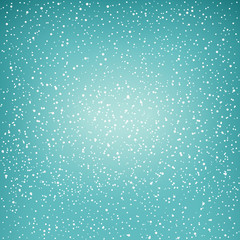 Snowfall, Snow Falls from the Sky, White Snowflakes on Green Background, Vector Illustration