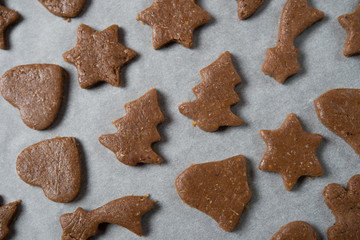 Gingerbread dough background for Christmas cookies