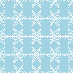 Snowflakes seamless pattern. White and blue background with christmas elements