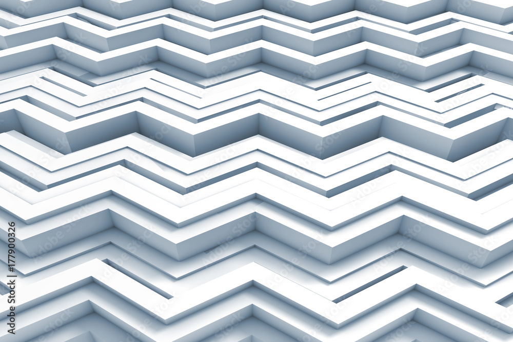 Wall mural Geometric zig zag pattern background. 3D rendering