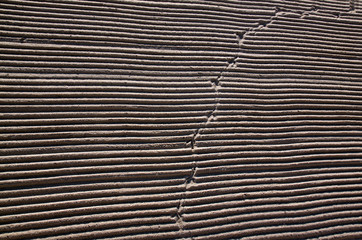 Cleaned by a tractor sand on the Mediterranean beach