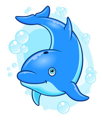 Cartoon cheerful dolphin