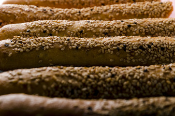 baked pastry food with sesame seeds. traditional breakfast snacks in the middle east.