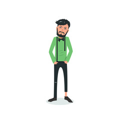 Obraz premium Exhausted and completely wiped out cartoon guy in casual clothes, gesturing. Vector illustration. Modern flat design.