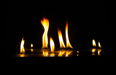 Burning fire on black background.