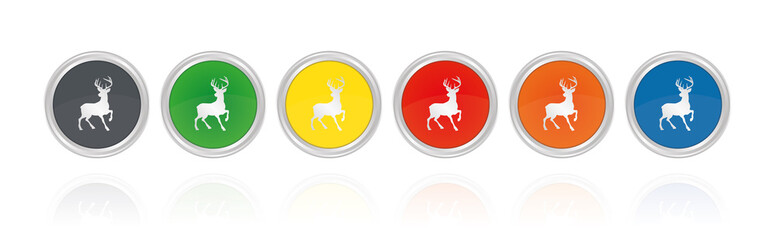 Elch - Hirsch - Reh - Silberne Buttons