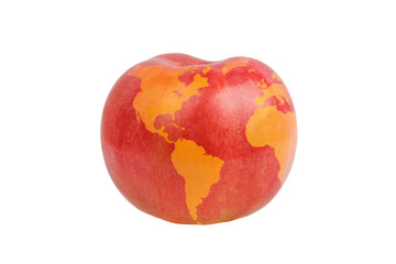 Fototapeta premium Red Apple on a white background with a map.