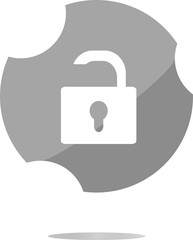 open lock glossy button isolated over white background
