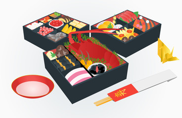 おせち料理のベクターイラスト