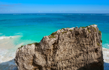 Mexican  Tulum beach with Caribbean sea of Riviera Maya