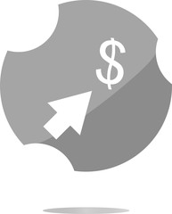 us dollar circle glossy web icon isolated on white background