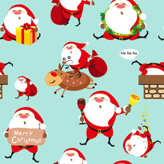 Fototapeta premium Santa Claus, Christmas set, pattern