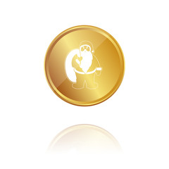 Nikolaus - Santa - Gold M&uuml;nze mit Reflektion