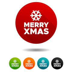 Christmas icons. Snowflake signs. Merry Christmas symbol. Vector Circle web buttons.