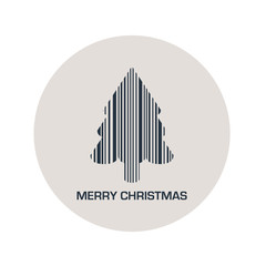 Icono plano codigo de barras Merry Christmas arbol en circulo gris