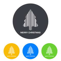 Icono plano codigo de barras Merry Christmas arbol en circulo varios colores