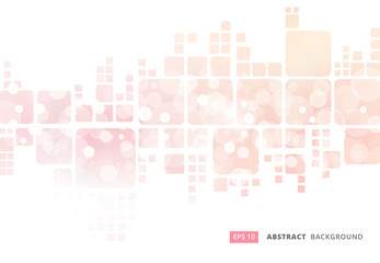 Abstract white geometric square border on pink blur bokeh background