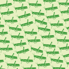 background pattern with green grasshopper vector illustration