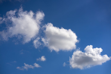 Blue summer sky white cumulus clouds