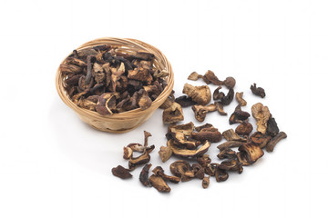 Chinese ingredient, dried mushroom in basket