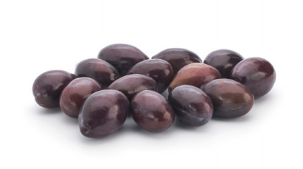 plums on white background