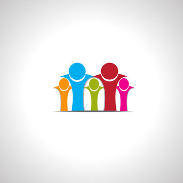 Simple and colorful pictogram showing figures happy family