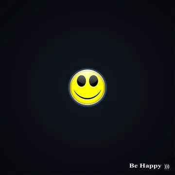 yellow smiley face on a black background with the words be happy Stock  Vector | Adobe Stock