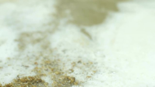 Detail of inside mash tun while making of beer