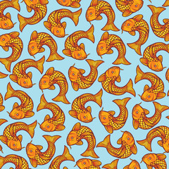 Background pattern with a Japanese or Chinese inspired Koi carp fish