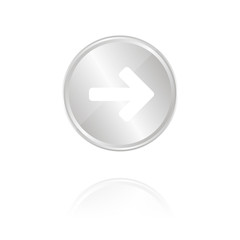 Pfeil nach rechts - Silber Münze mit Reflektion