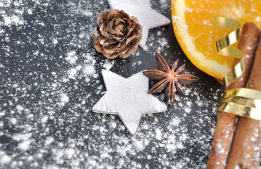 christmas background with anis and cinnamon