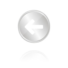 Pfeil nach links - Silber M&uuml;nze mit Reflektion