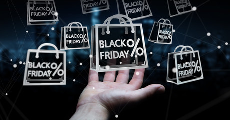 Businessman enjoying black Friday sales 3D rendering