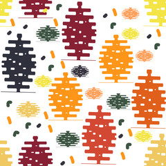 Abstract Colorful Trees Seamless pattern. Vector Illustration for Your Design