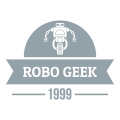 Robotic geek logo, simple gray style