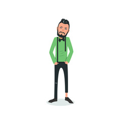 Obraz premium Exhausted and completely wiped out cartoon guy in casual clothes, gesturing. Vector illustration. Modern flat design.