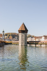 Luzern, Stadt, Altstadt, Kapellbrücke, Holzbrücke, Reuss, Vierwaldstättersee, Jesuitenkirche,...