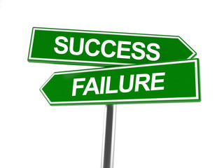 Signpost with success and failure text